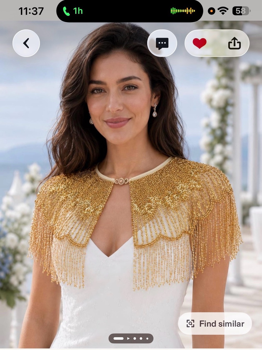 Gold Beaded Fringe Capelet - Women Sweater